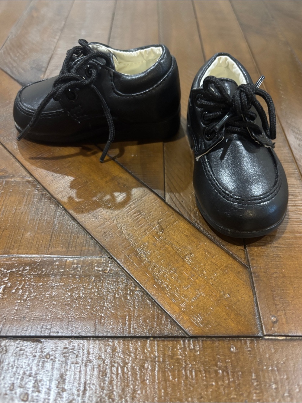 Toddler Black Lace-Up Walker Shoes for Everyday Wear